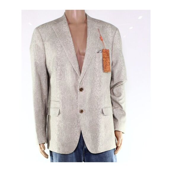 TALLIA Mens Beige Single Breasted Stretch Blazer Jacket M
